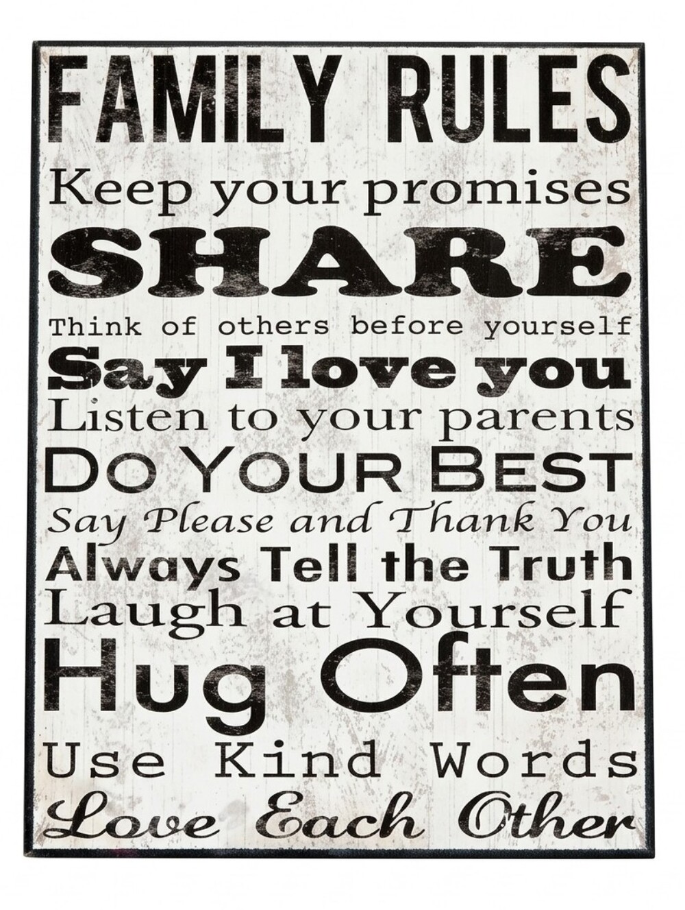 🔸️Distressed Family Rules Wooden Sign Plaque Wall Art